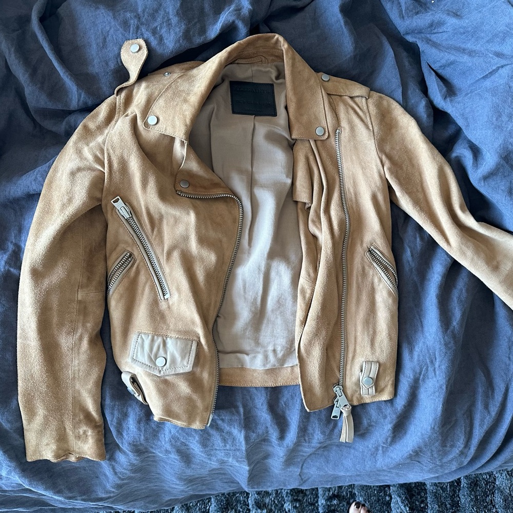 All saints 100% suede leather jacket genuine motto